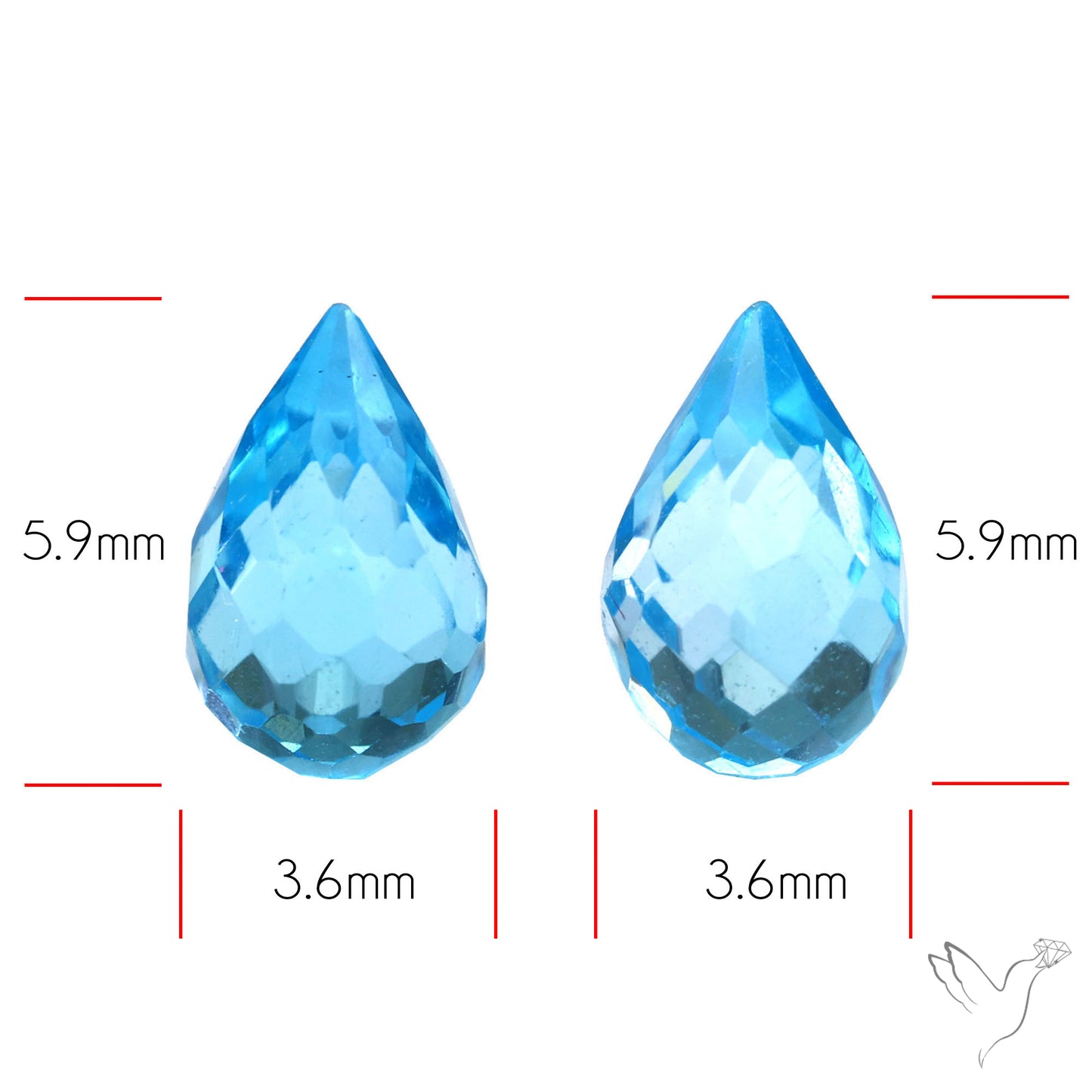 Swiss Blue Topaz Faceted Drops Pair