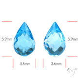 Swiss Blue Topaz Faceted Drops Pair