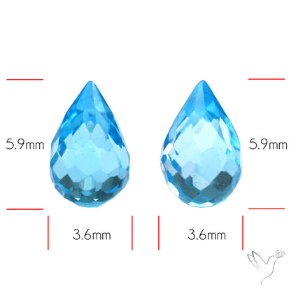 Swiss Blue Topaz Faceted Drops Pair