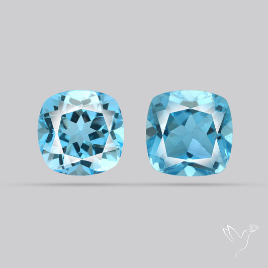Faceted Natural Blue Topaz Pair Sky Blue 