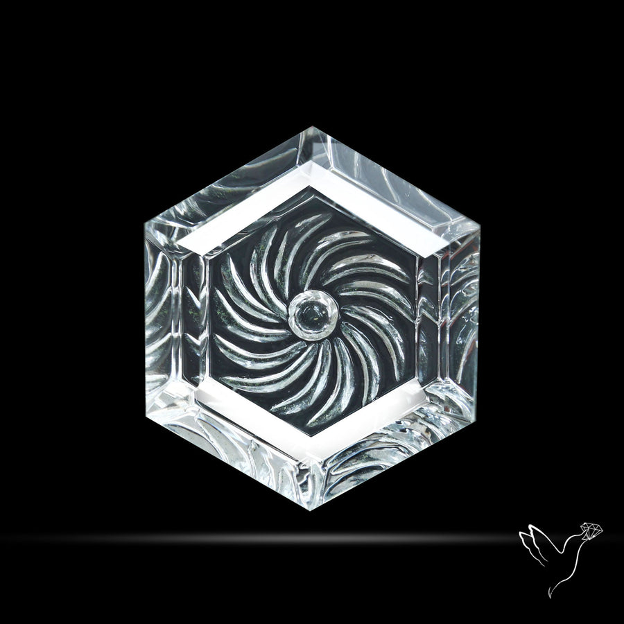 Faceted Himalayan Quartz Intaglio Reverse Carving Fantasy Cut