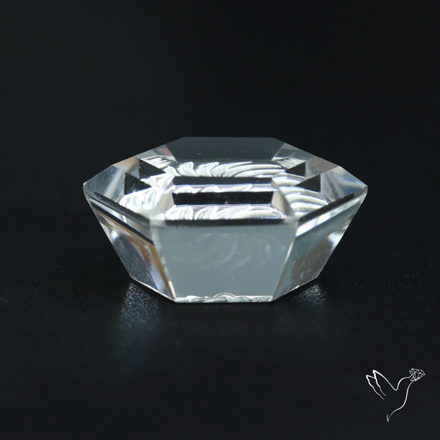 Faceted Himalayan Quartz Intaglio Reverse Carving Fantasy Cut