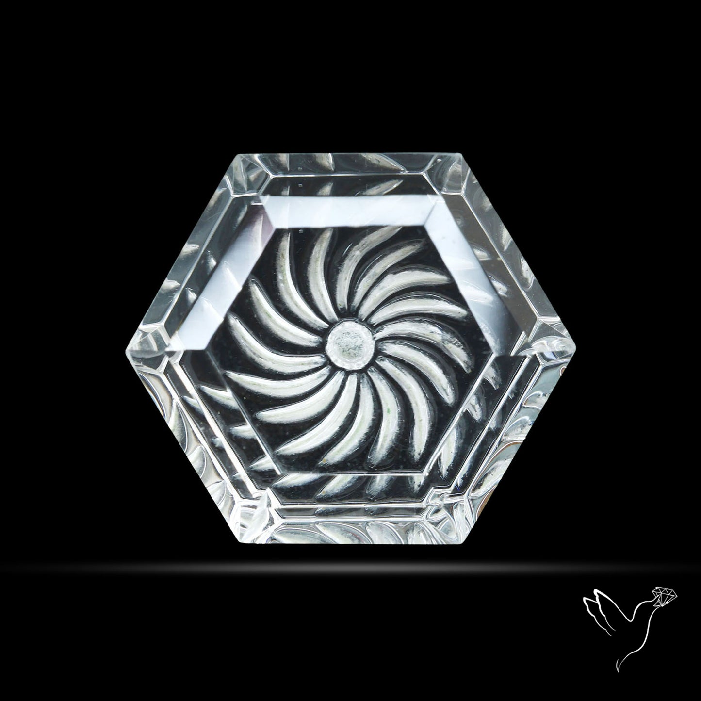 Faceted Himalayan Quartz Intaglio Reverse Carving Fantasy Cut