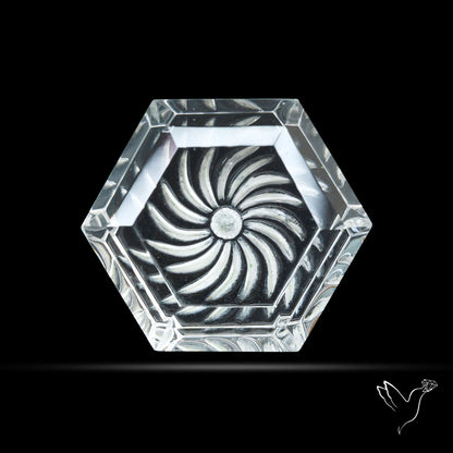 Faceted Himalayan Quartz Intaglio Reverse Carving Fantasy Cut