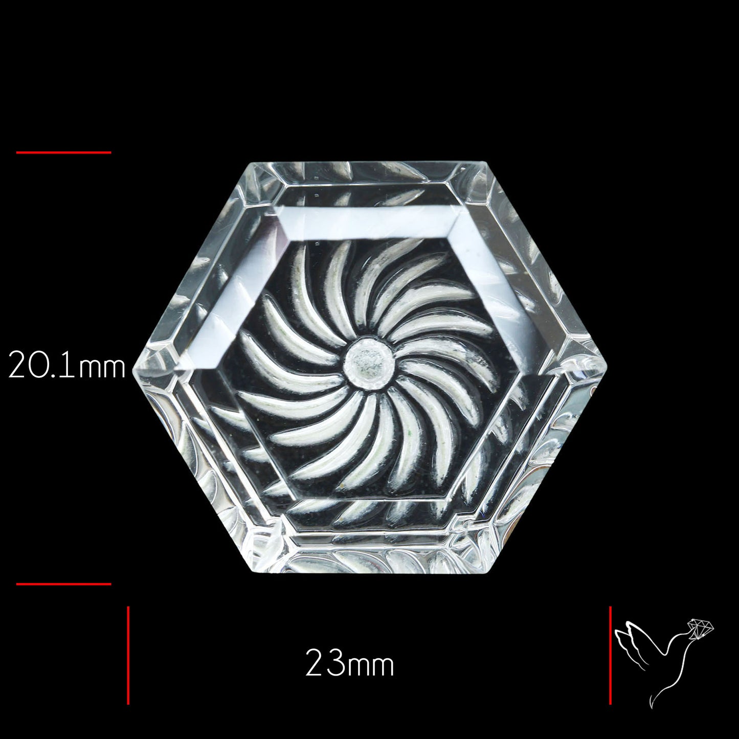 Faceted Himalayan Quartz Intaglio Reverse Carving Fantasy Cut