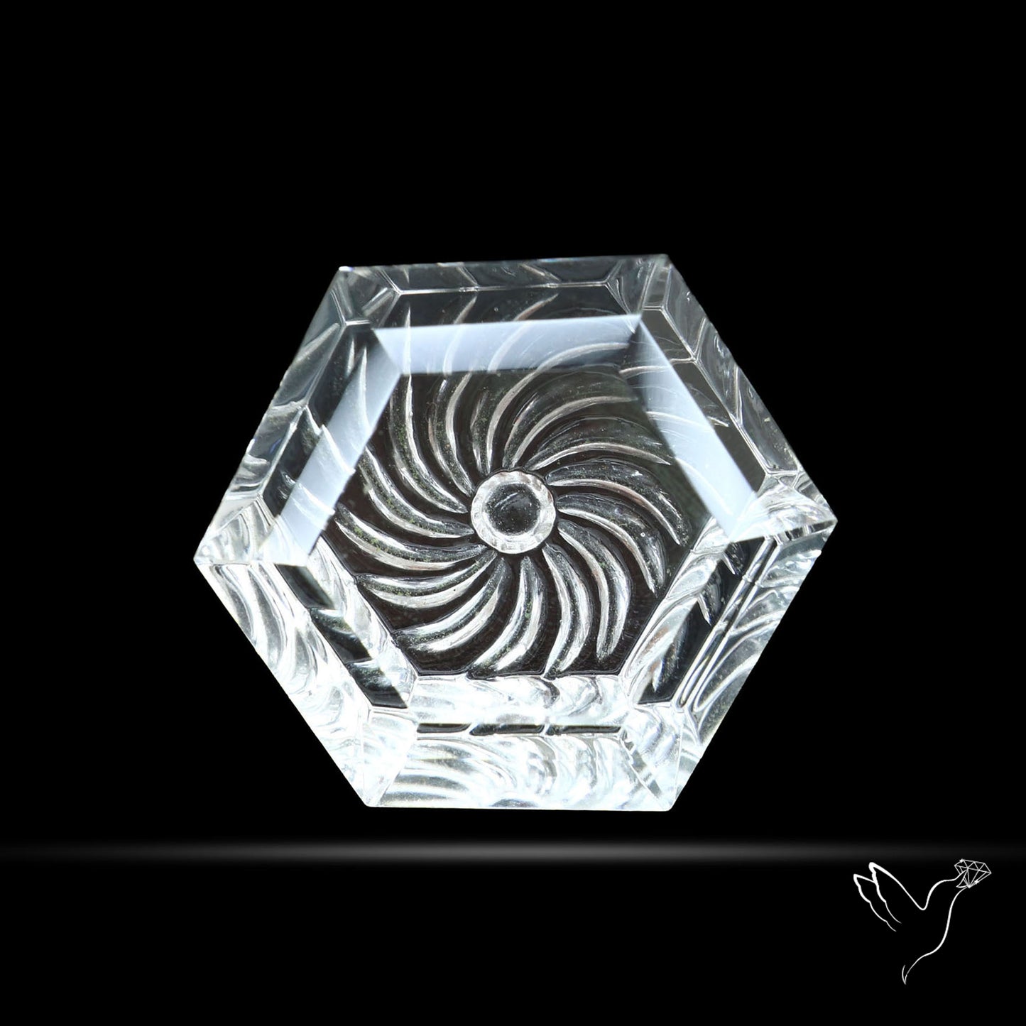 Faceted Himalayan Quartz Intaglio Reverse Carving Fantasy Cut