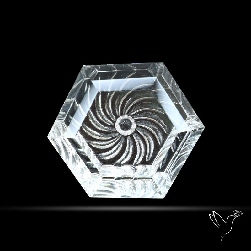 Faceted Himalayan Quartz Intaglio Reverse Carving Fantasy Cut
