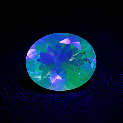 Hyalite Opal Faceted Fluorescent under UV Light