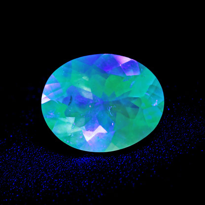 Hyalite Opal Faceted Fluorescent under UV Light