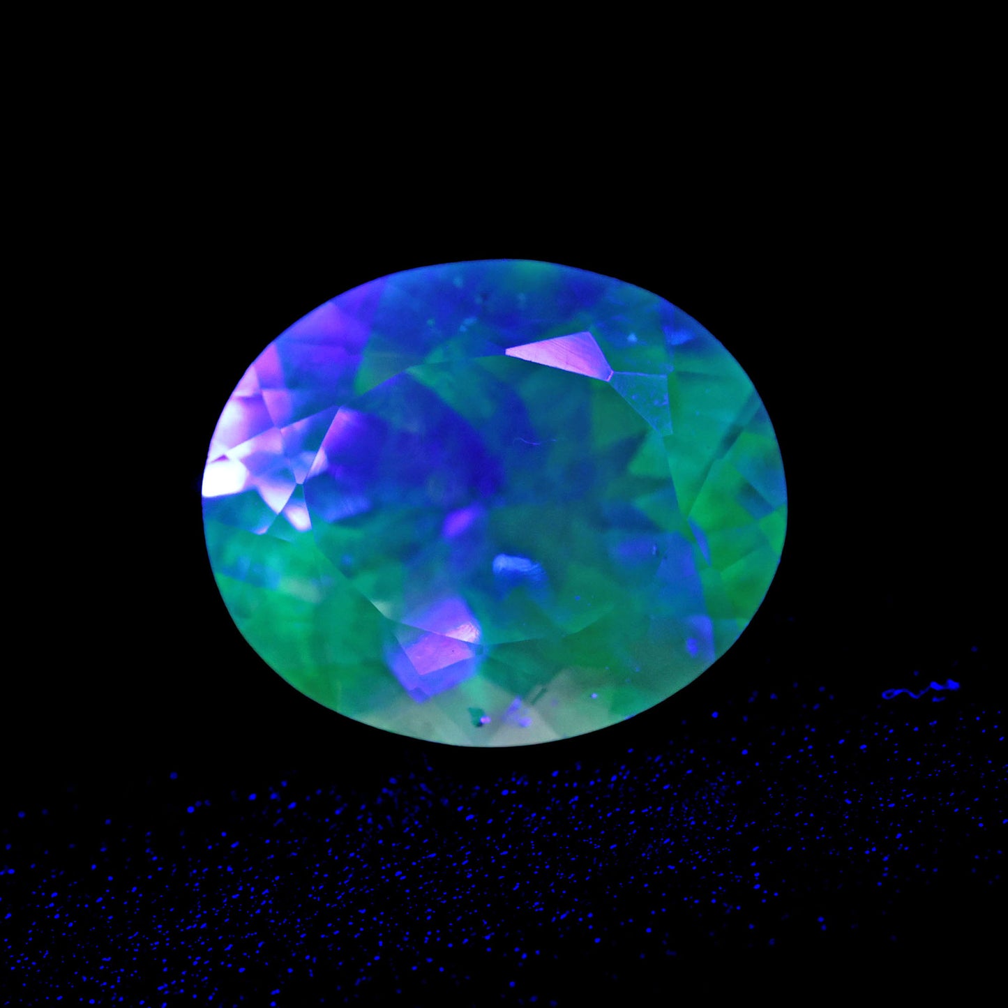 Hyalite Opal Faceted Fluorescent under UV Light