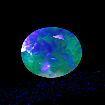 Hyalite Opal Faceted Fluorescent under UV Light