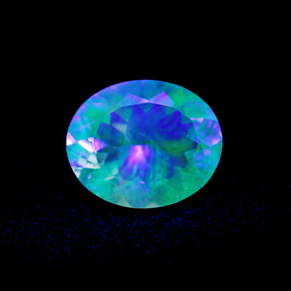 Hyalite Opal Faceted Fluorescent under UV Light