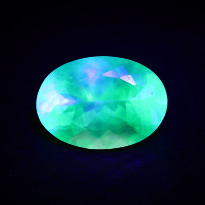 Hyalite Opal Faceted Fluorescent under UV Light
