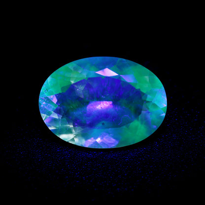 Hyalite Opal Faceted Fluorescent under UV Light