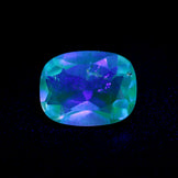 Hyalite Opal Faceted Fluorescent under UV Light
