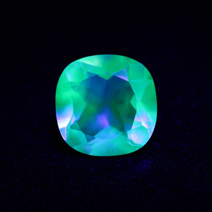 Hyalite Opal Faceted Fluorescent under UV Light