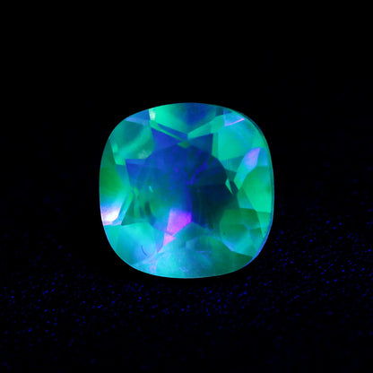 Hyalite Opal Faceted Fluorescent under UV Light
