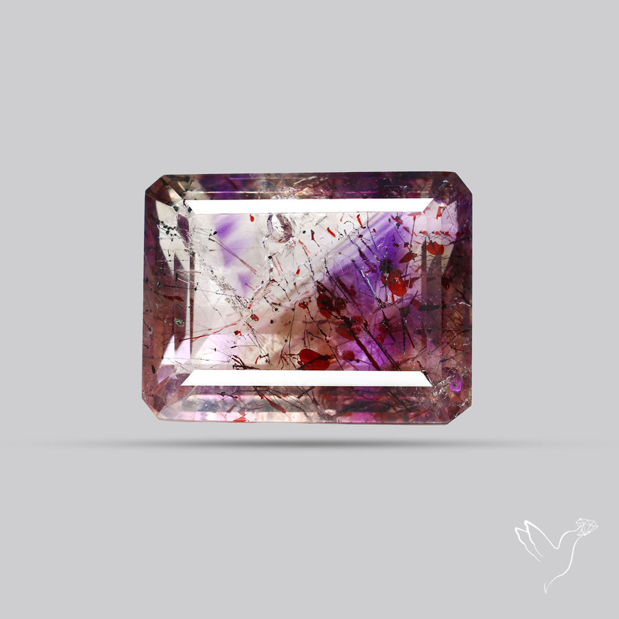 Faceted Lepidocrocite In Amethyst Super Seven Amethyst Fine Gemstone
