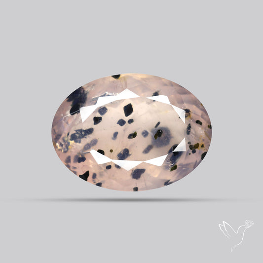 Diopside in Rose Quartz Faceted Fine Gemstone