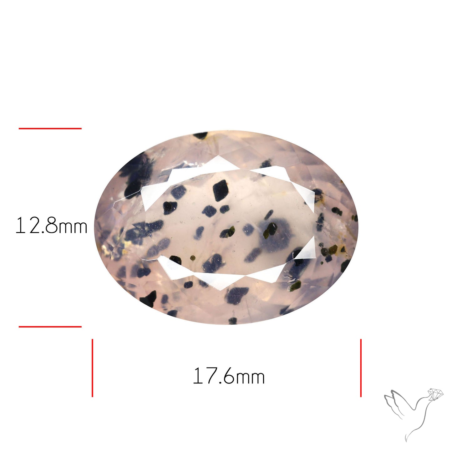 Diopside in Rose Quartz Faceted Fine Gemstone