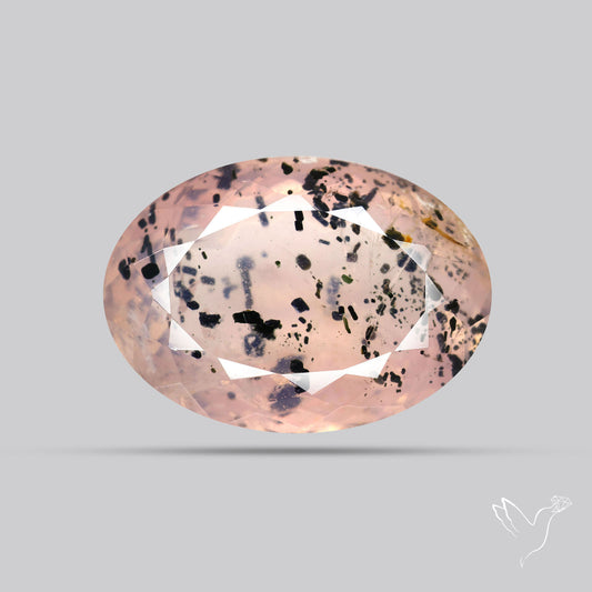 Diopside in Rose Quartz Faceted Fine Gemstone