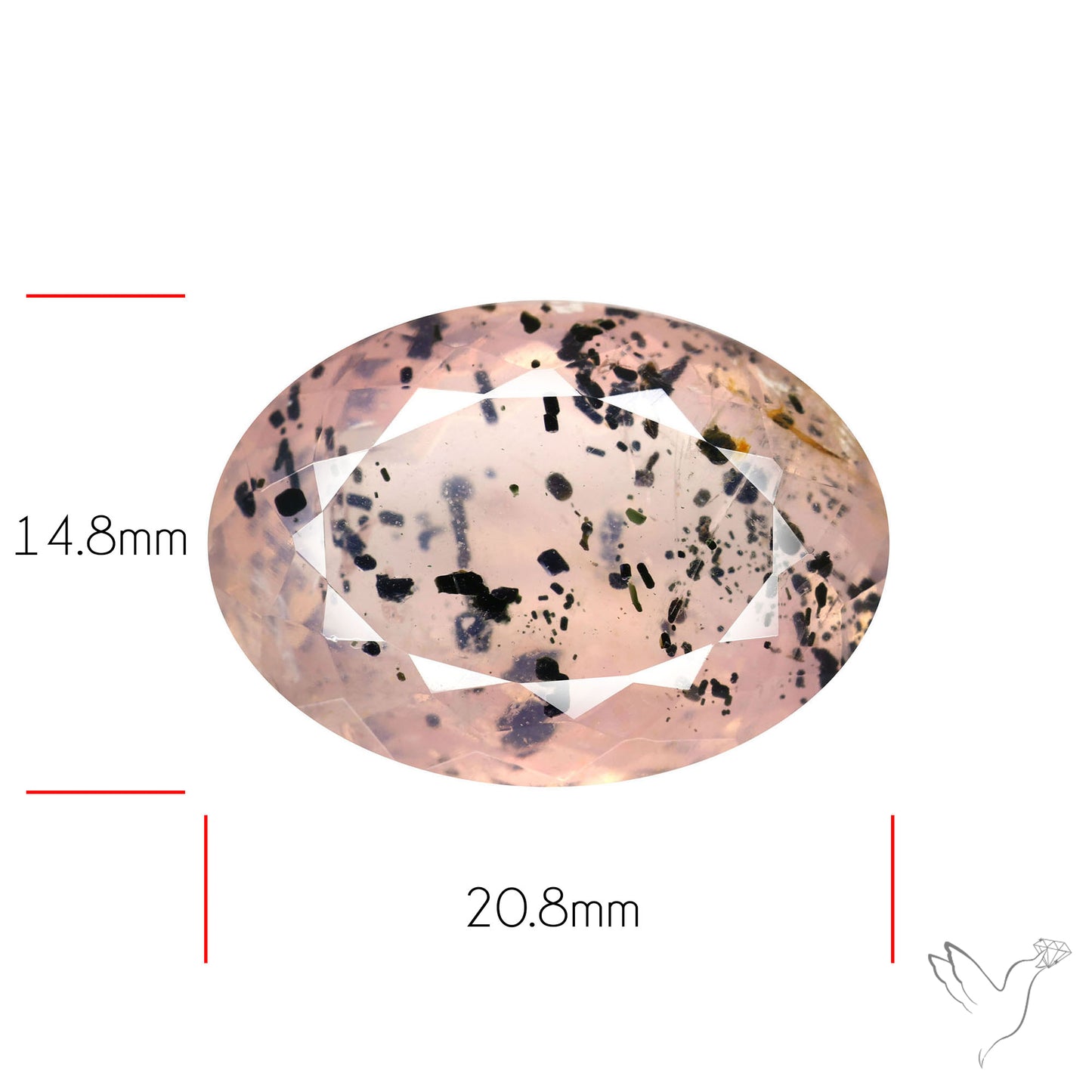 Diopside in Rose Quartz Faceted Fine Gemstone