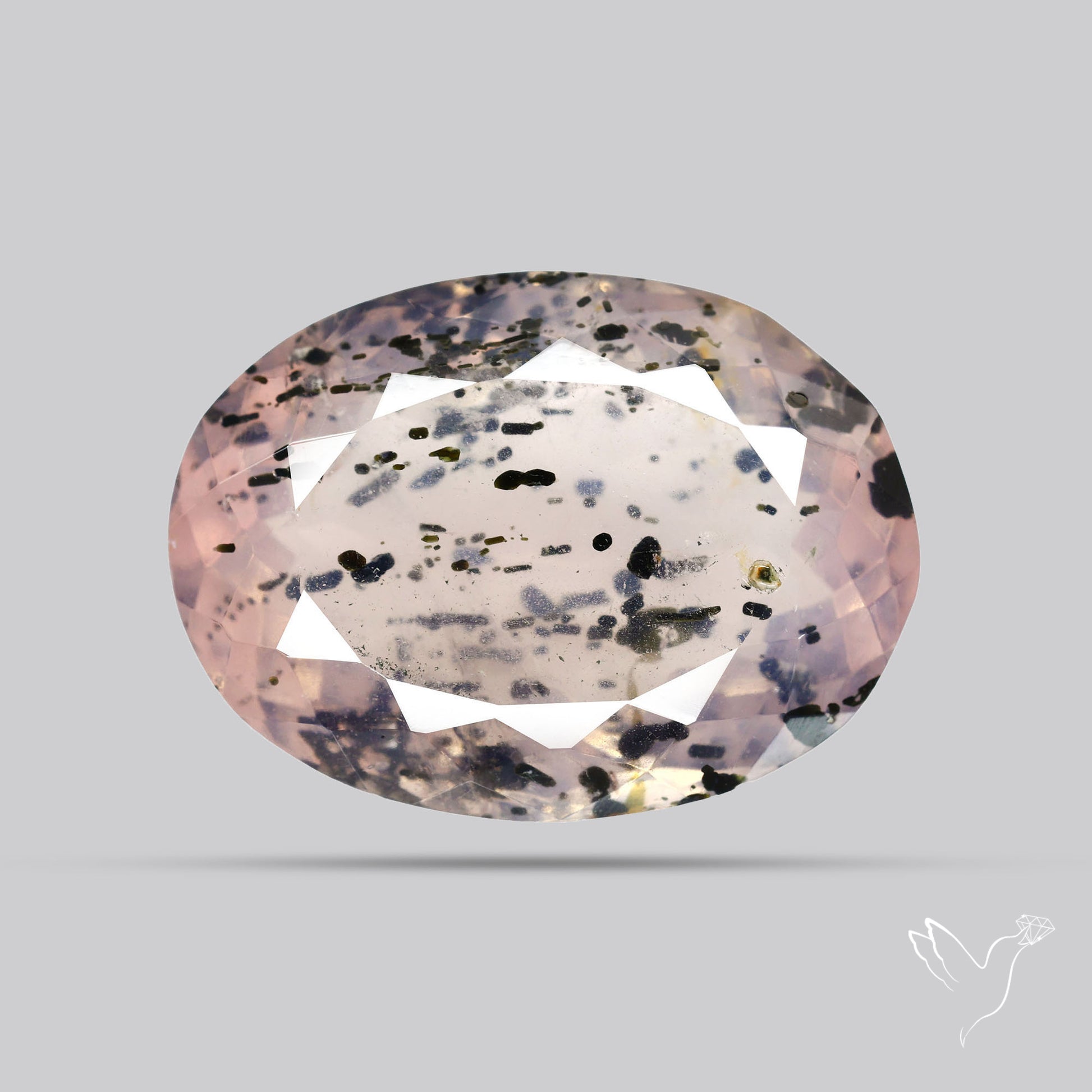 Diopside in Rose Quartz Faceted Fine Gemstone