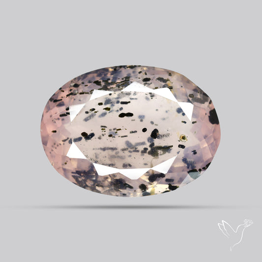 Diopside in Rose Quartz Faceted Fine Gemstone