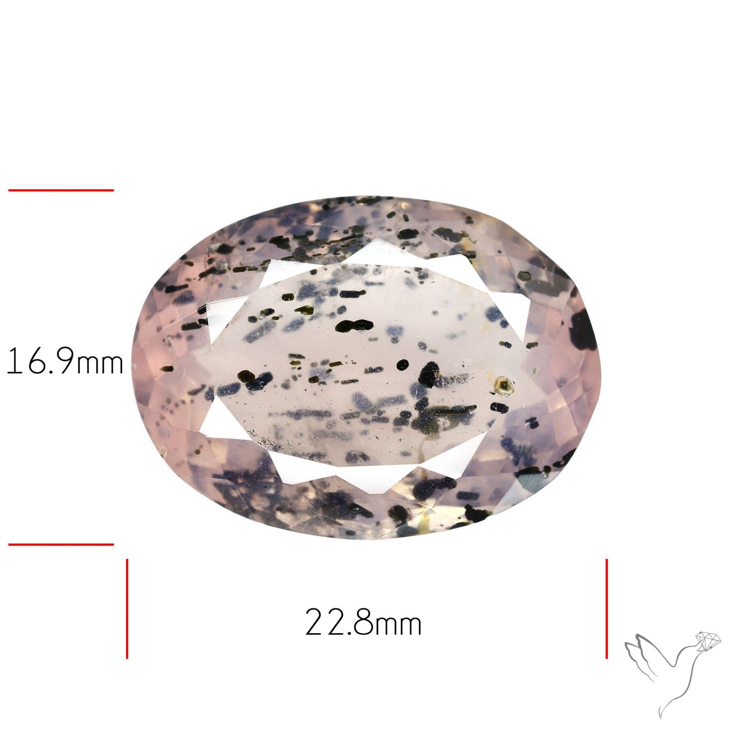 Diopside in Rose Quartz Faceted Fine Gemstone