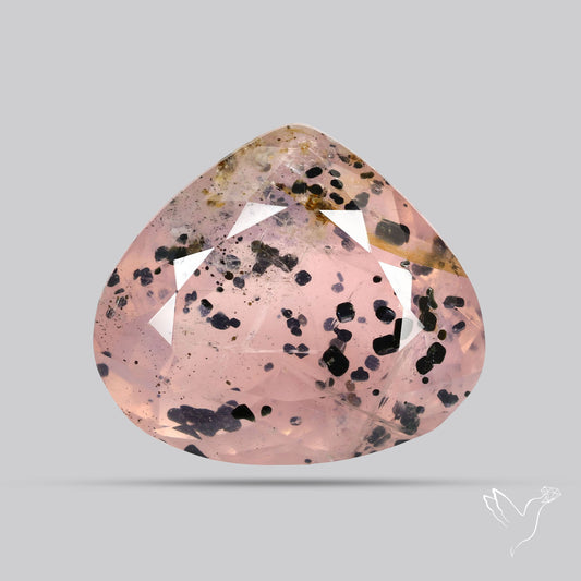 Diopside in Rose Quartz Faceted Fine Gemstone