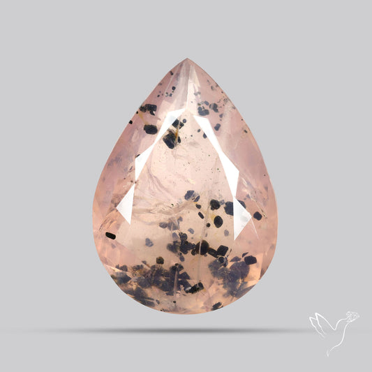 Diopside in Rose Quartz Faceted Fine Gemstone