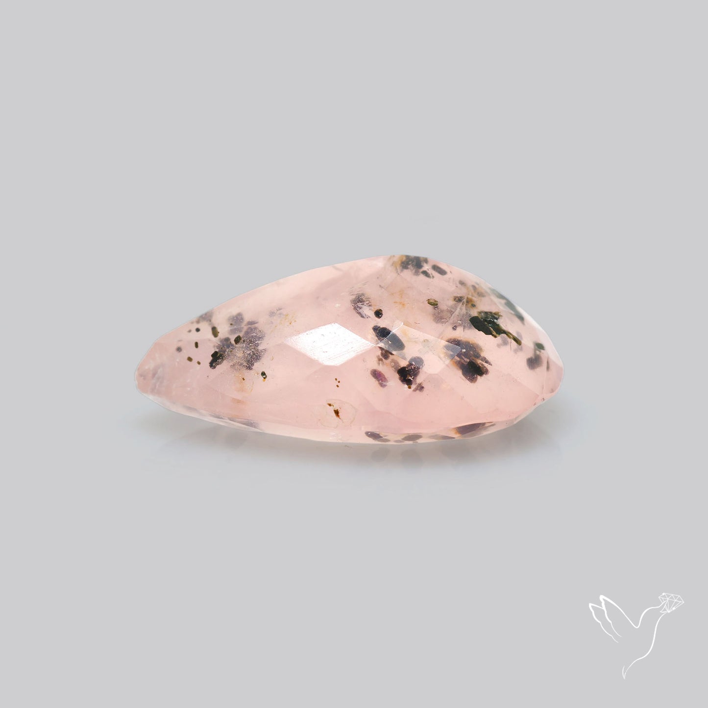 Diopside in Rose Quartz Faceted Fine Gemstone