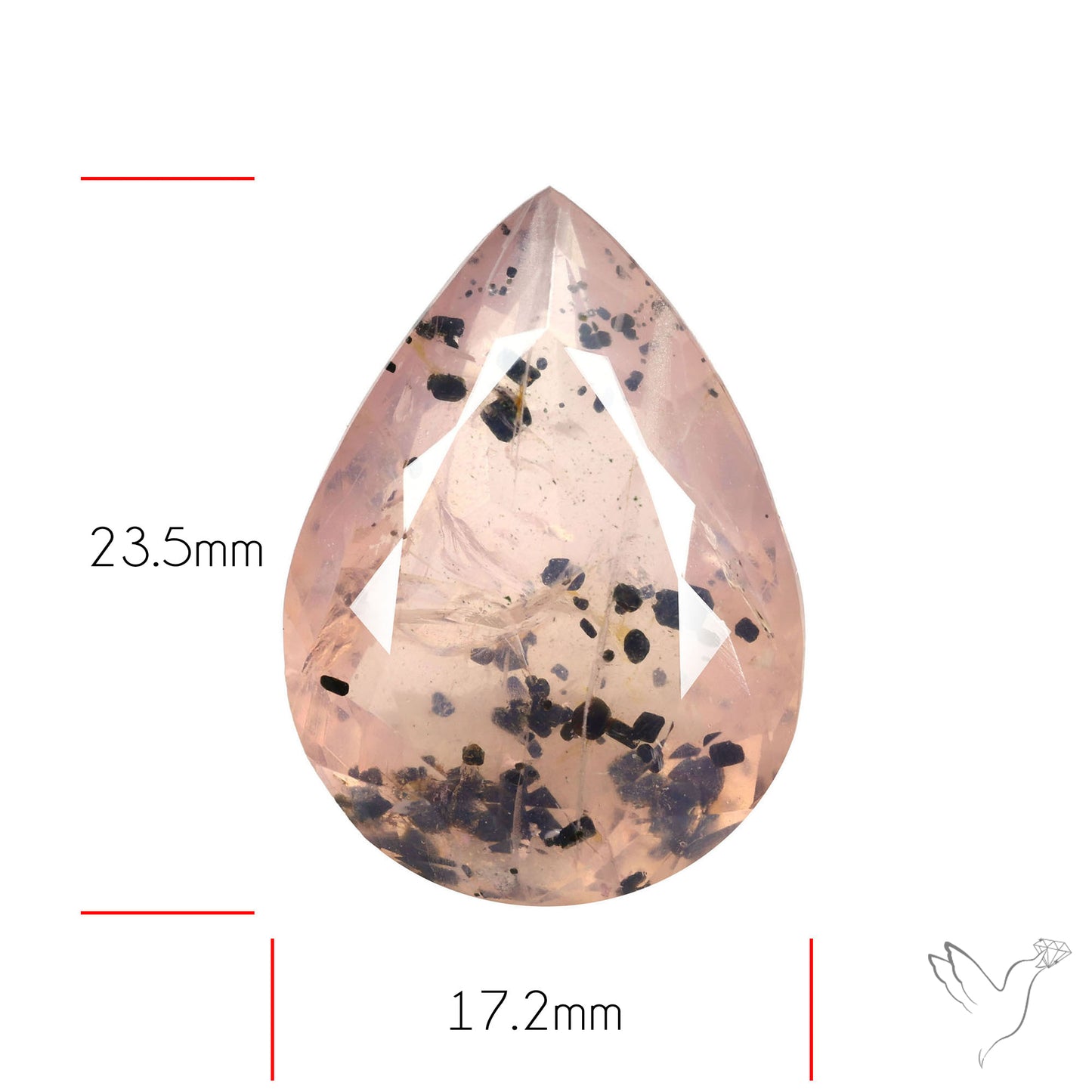 Diopside in Rose Quartz Faceted Fine Gemstone