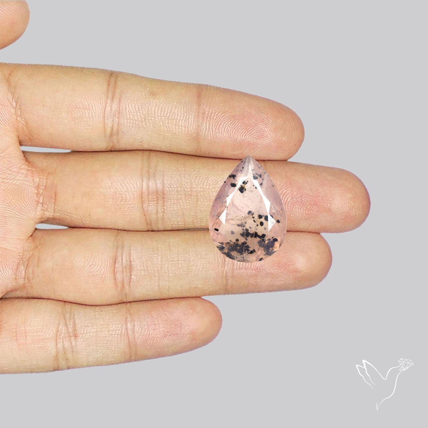 Diopside in Rose Quartz Faceted Fine Gemstone