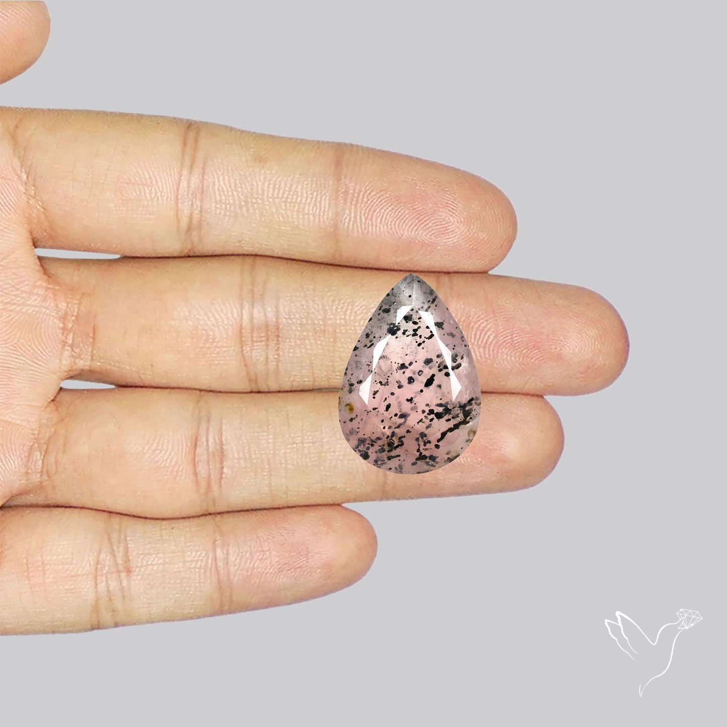 Diopside in Rose Quartz Faceted Fine Gemstone