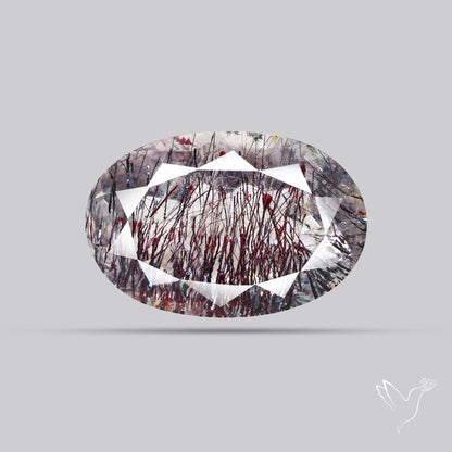 Lepidocrocite and Goethite In Quartz Faceted Fine Gemstone