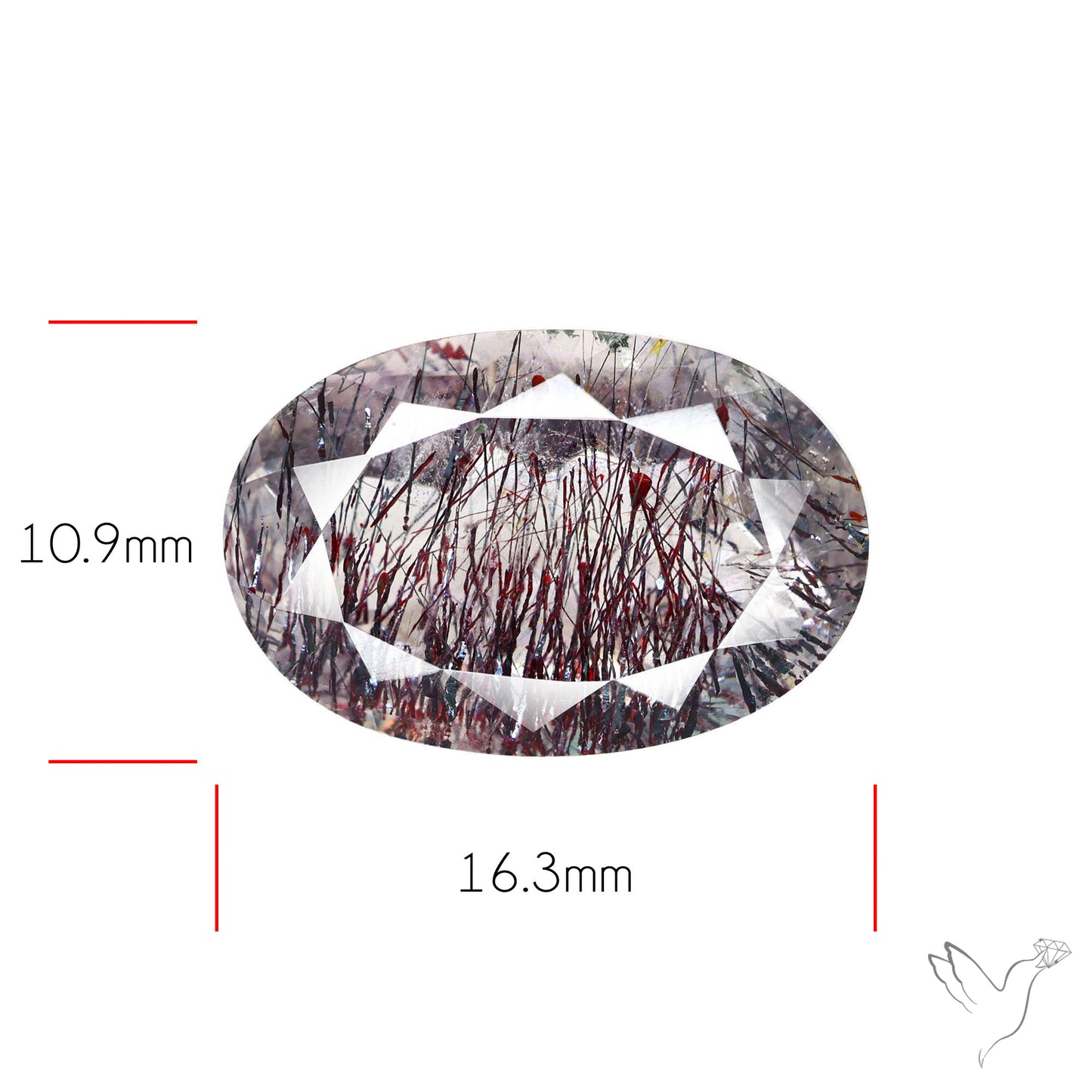 Lepidocrocite and Goethite In Quartz Faceted Fine Gemstone
