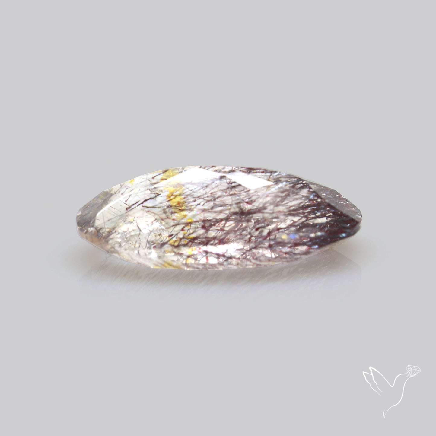 Lepidocrocite and Goethite In Quartz Faceted Fine Gemstone
