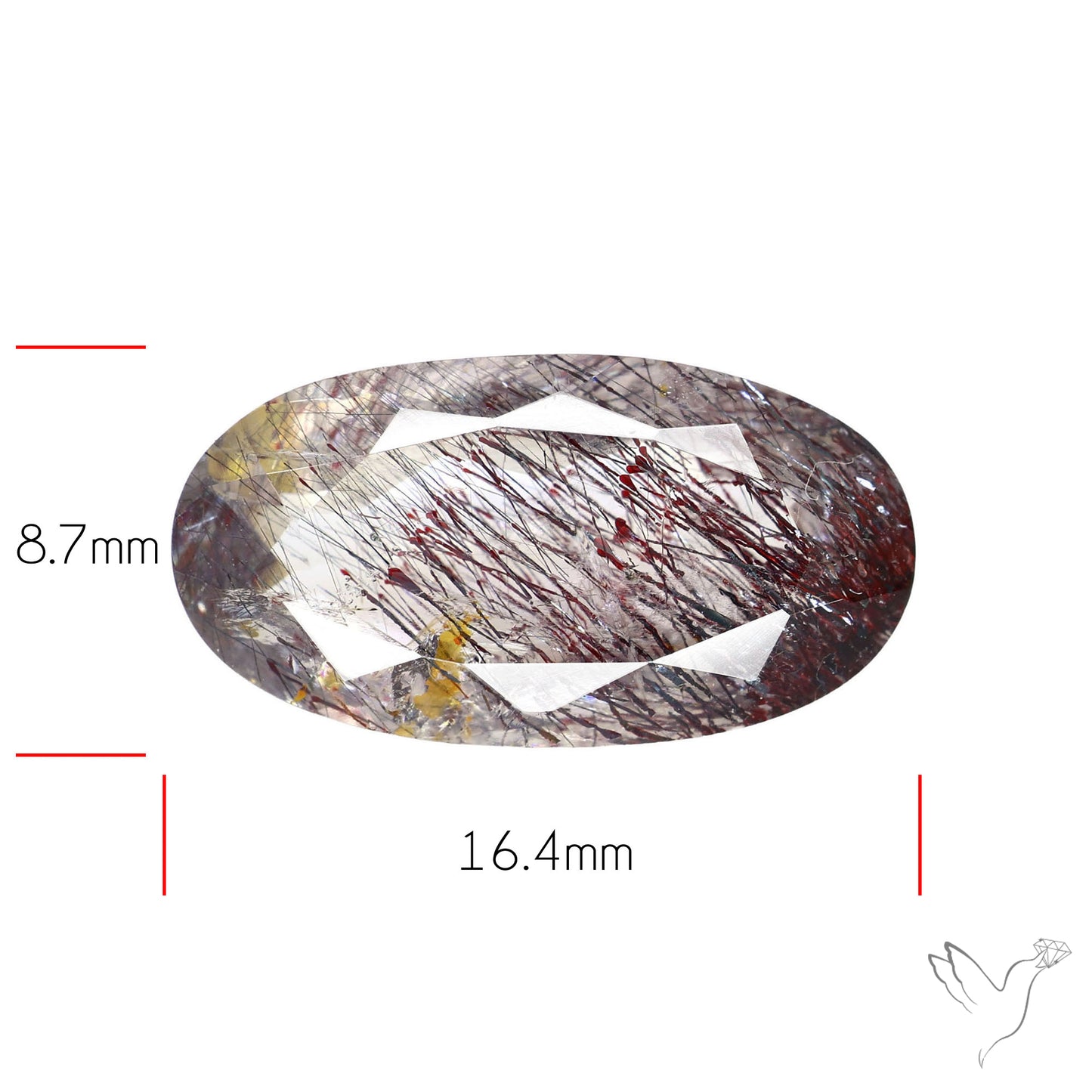 Lepidocrocite and Goethite In Quartz Faceted Fine Gemstone