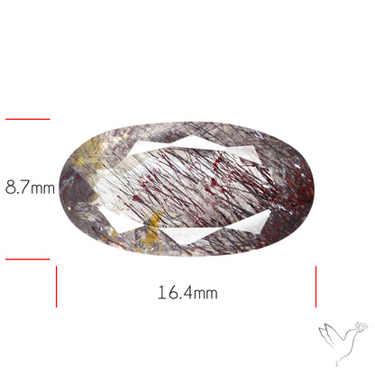 Lepidocrocite and Goethite In Quartz Faceted Fine Gemstone