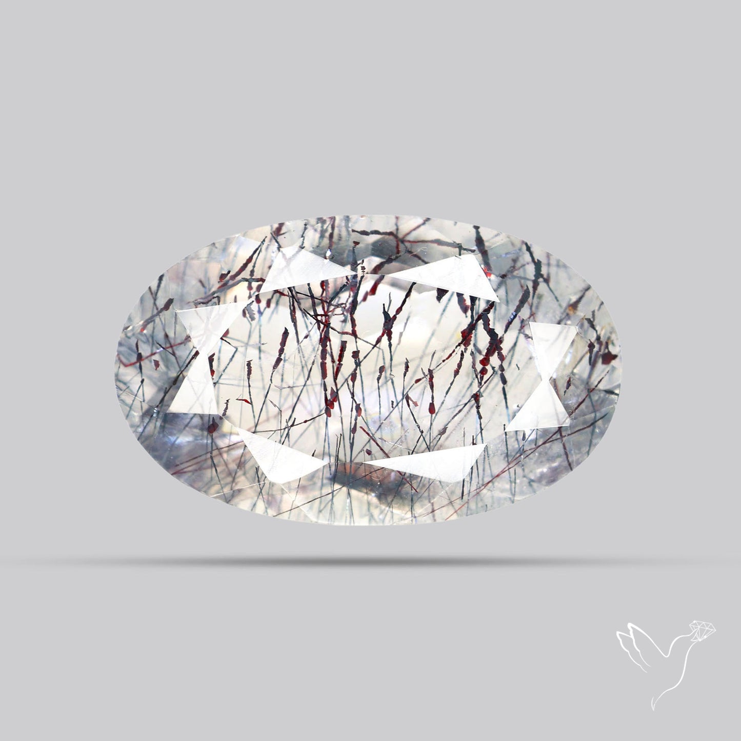 Lepidocrocite and Goethite In Quartz Faceted Fine Gemstone