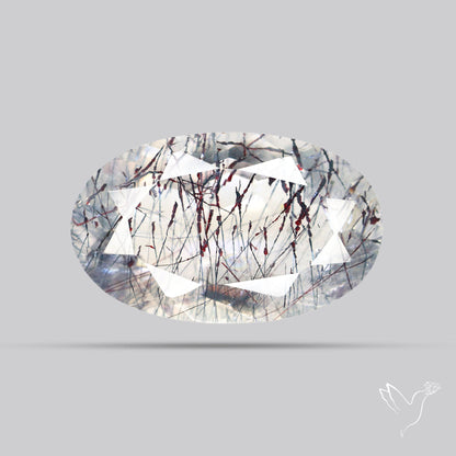 Lepidocrocite and Goethite In Quartz Faceted Fine Gemstone