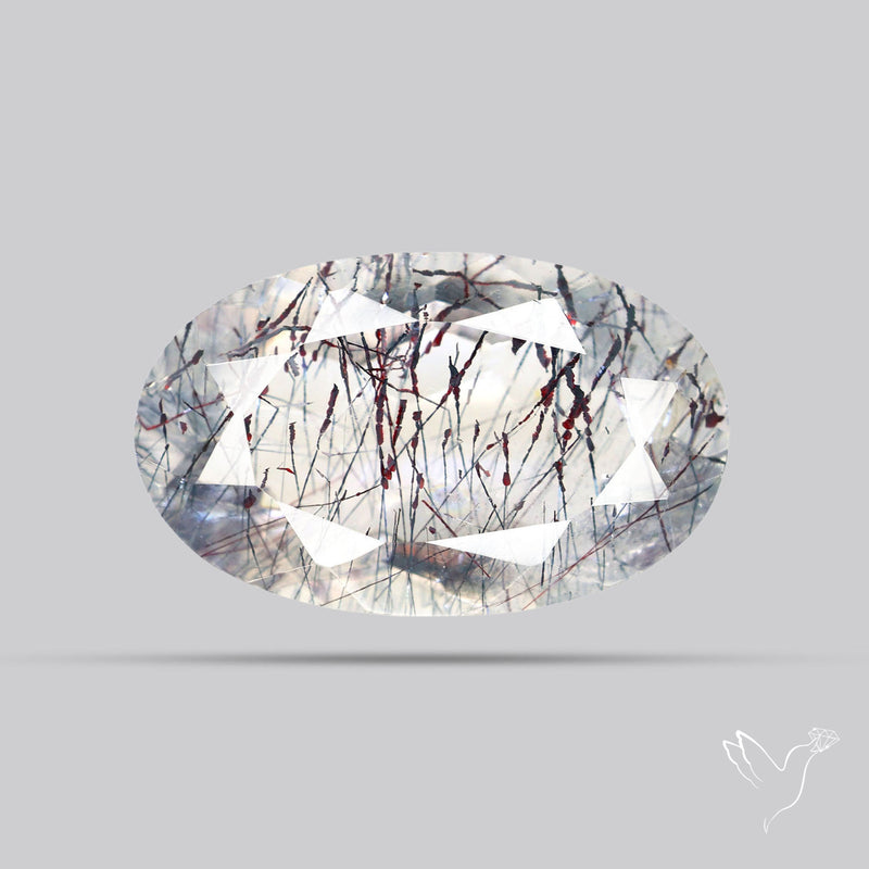 Lepidocrocite and Goethite In Quartz Faceted Fine Gemstone