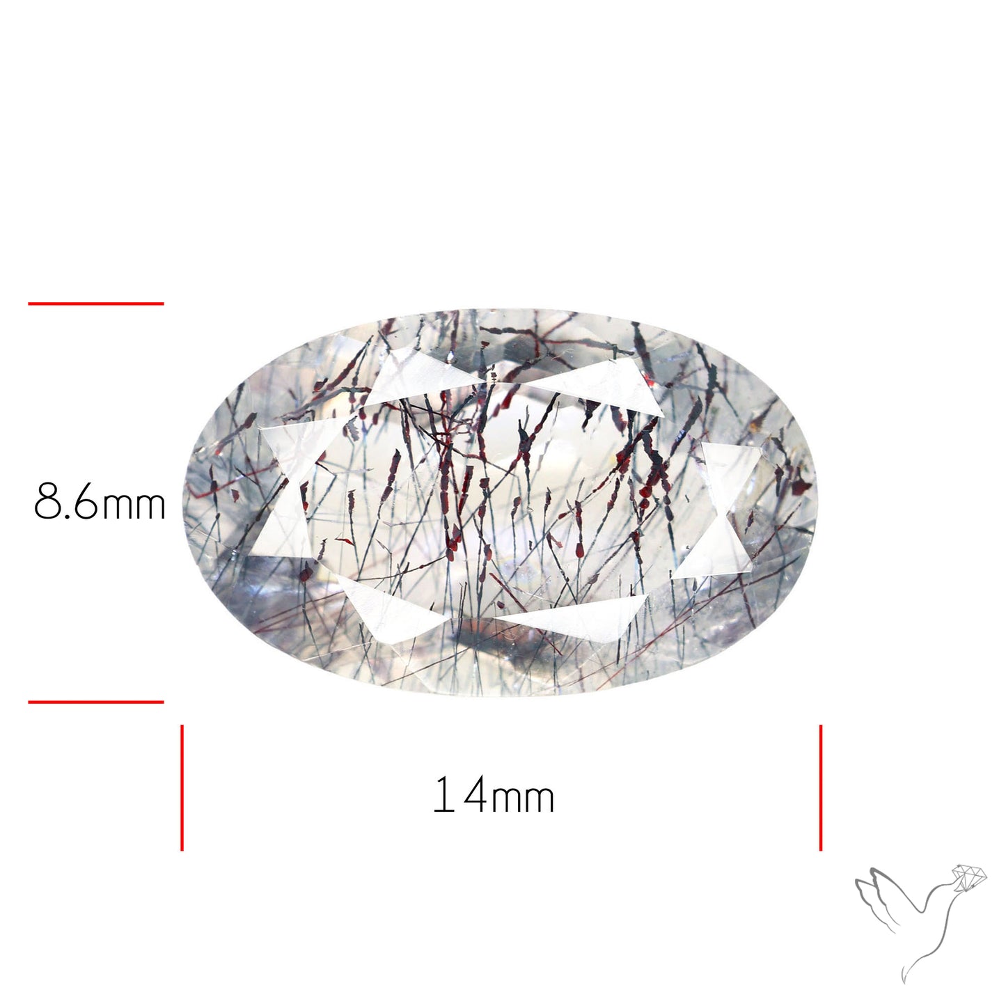 Lepidocrocite and Goethite In Quartz Faceted Fine Gemstone