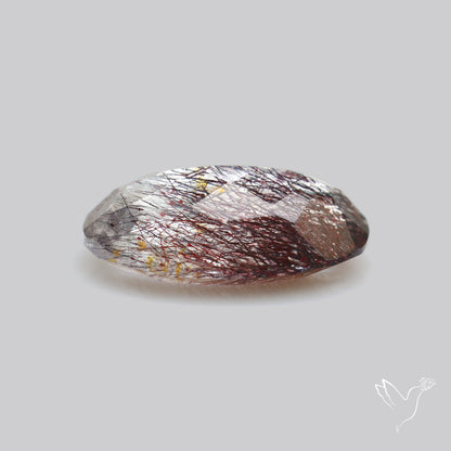 Lepidocrocite and Goethite In Quartz Faceted Fine Gemstone
