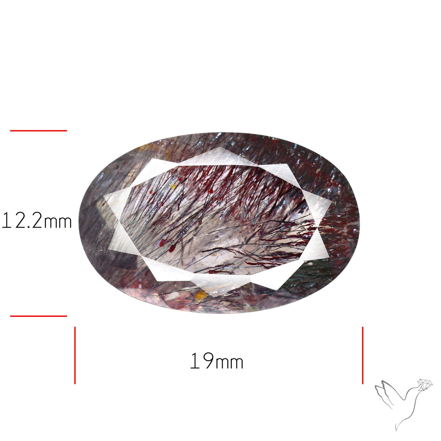Lepidocrocite and Goethite In Quartz Faceted Fine Gemstone
