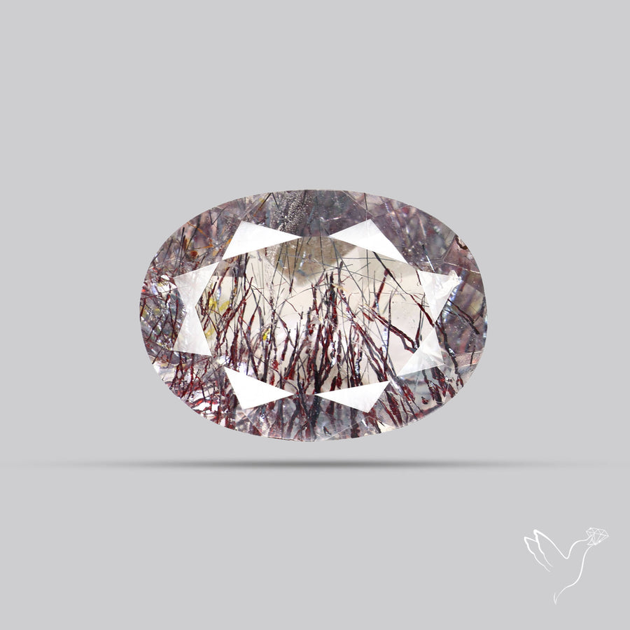 Lepidocrocite and Goethite In Quartz Faceted Fine Gemstone