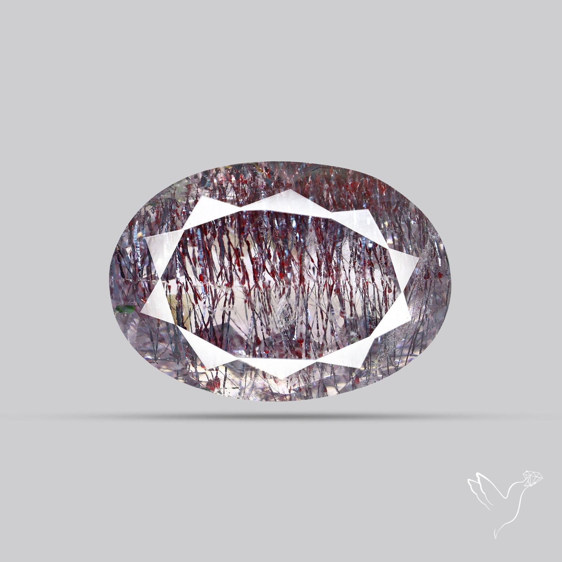 Lepidocrocite and Goethite In Quartz Faceted Fine Gemstone
