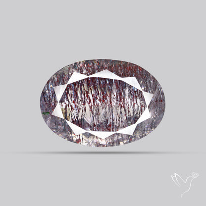 Lepidocrocite and Goethite In Quartz Faceted Fine Gemstone