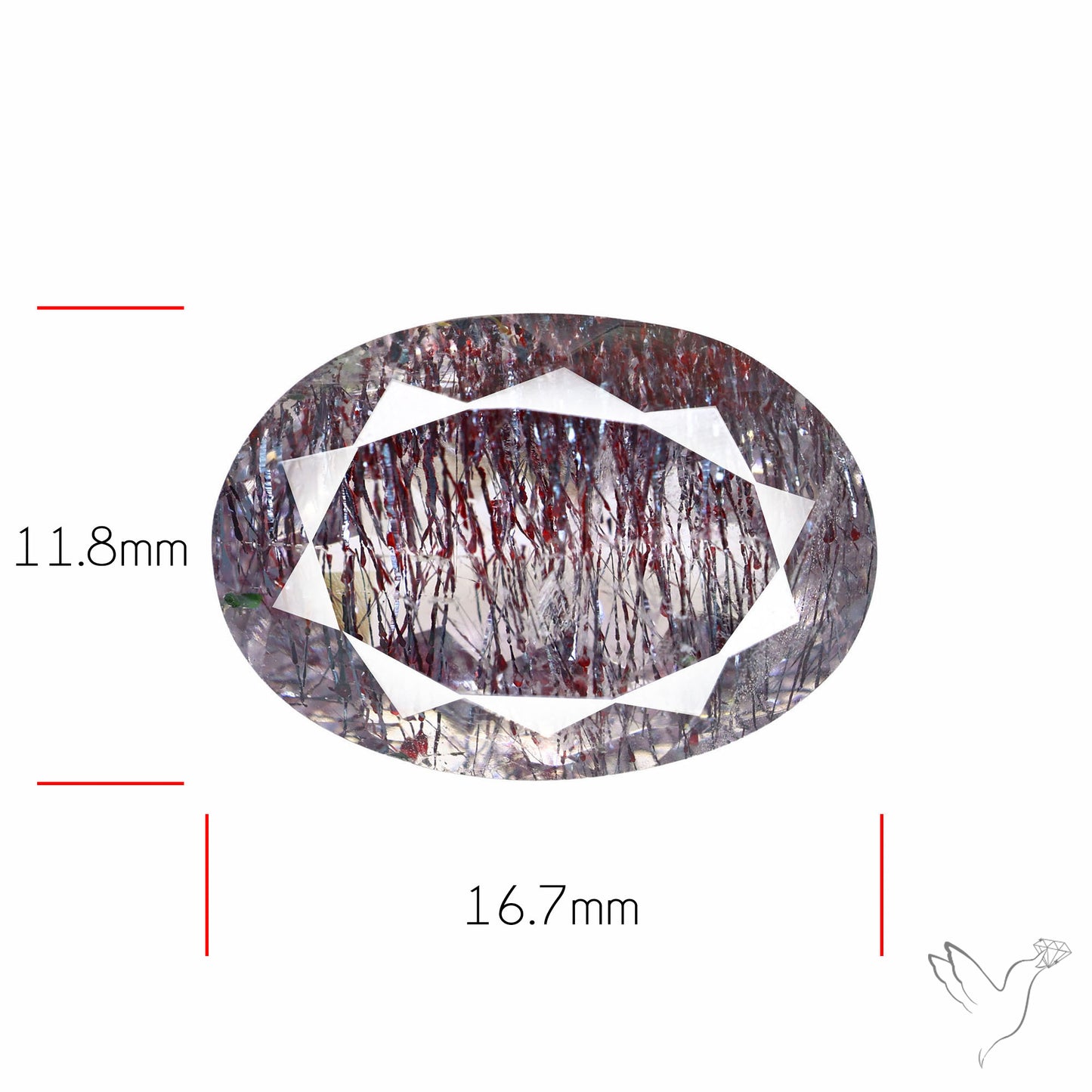 Lepidocrocite and Goethite In Quartz Faceted Fine Gemstone